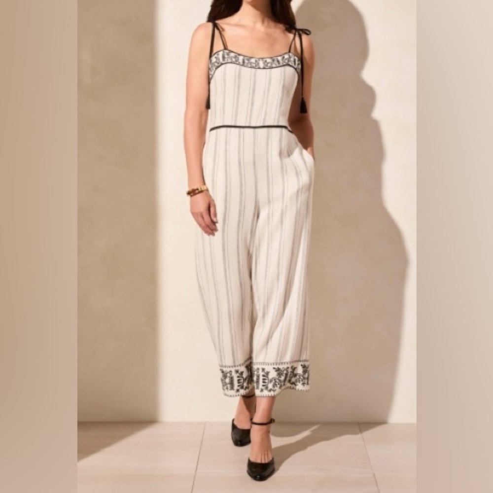 Tribal Cream and Black Jumpsuit with Tailored Fit
